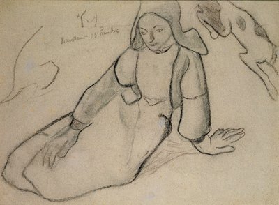 Zittende Bretonse vrouw, 1888 door Paul Gauguin